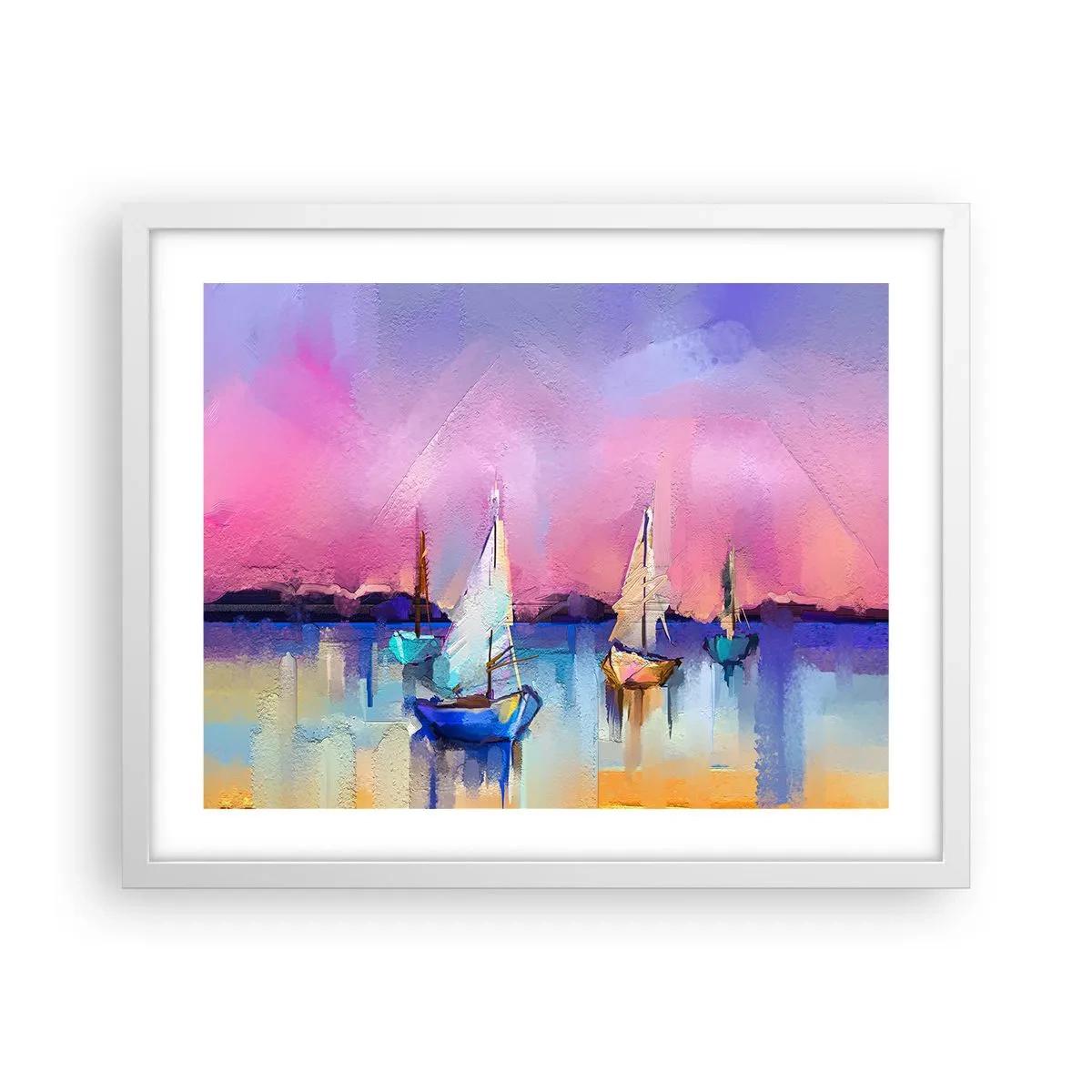 Plakat w białej ramie - Kierunek: szerokie wody - 50x40 cm