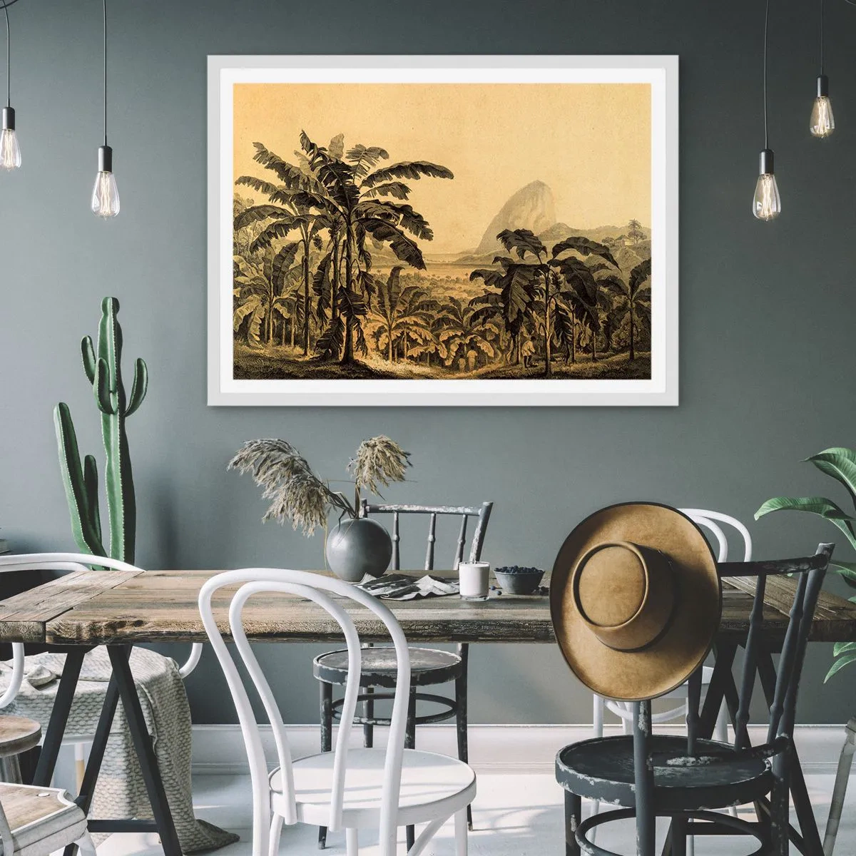 Plakat w białej ramie - w kolonialnym klimacie - 50x40 cm