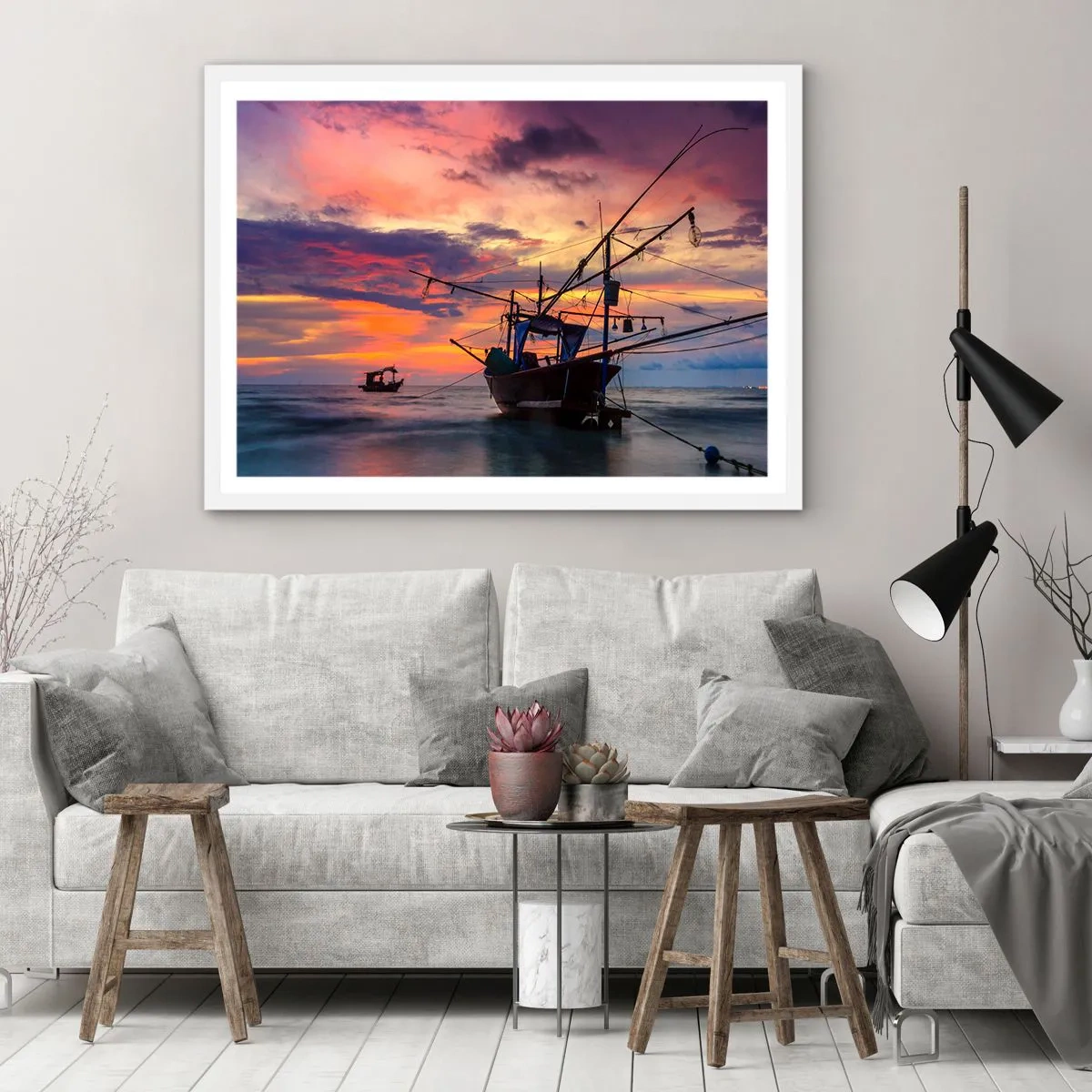 Plakat w białej ramie - Egzotyczny wieczór - 100x70 cm