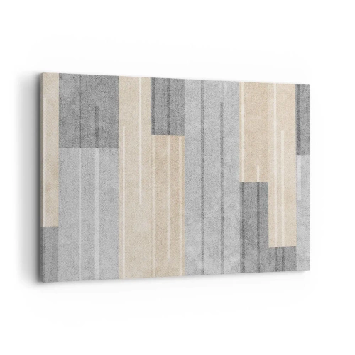 Obraz na płótnie - Geometryczna kompozycja w odcieniach szarości i beżu - 120x80cm - Kompozycja: trzymać pion - Nowoczesna dekoracja ścienna do salonu, kuchni i sypialni ARTTOR