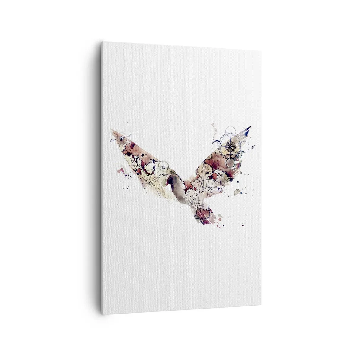 Obraz na płótnie - Artystyczna sylwetka ptaka z geometrycznymi wzorami - 80x120cm - Napowietrzny wędrowiec - Nowoczesna dekoracja ścienna do salonu i sypialni ARTTOR