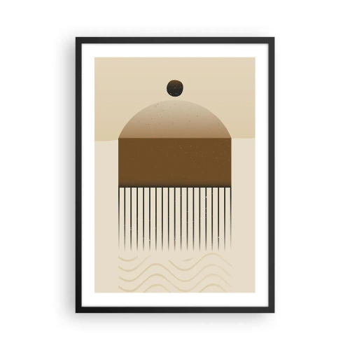 Plakat w czarnej ramie - Minimalistyczna abstrakcja w odcieniach brązu i beżu - 50x70cm - Różne stany - Nowoczesna dekoracja ścienna do salonu i sypialni ARTTOR
