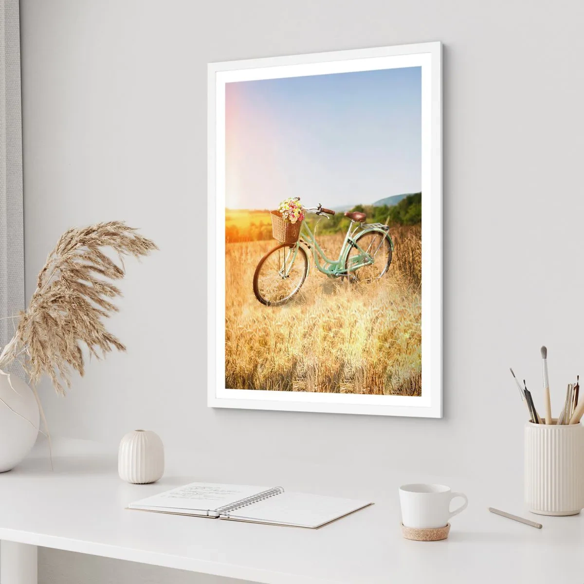 Plakat w białej ramie - Zostanę tu chwilę - 30x40 cm