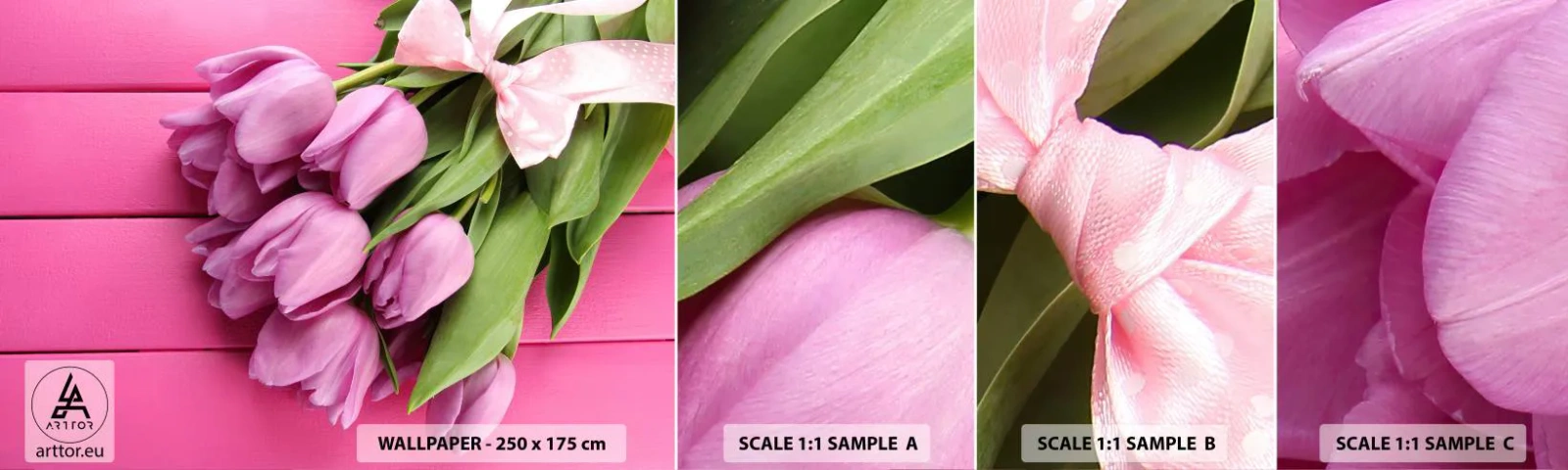 Fototapeta Próbka Samoprzylepna Deluxe Sticker - Właśnie dla ciebie - Kwiaty, Tulipany, Bukiet Kwiatów - 100x30 cm