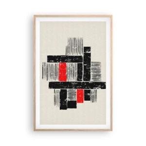 Plakat w ramie jasny dąb - Czerwone i czarne - 61x91 cm
