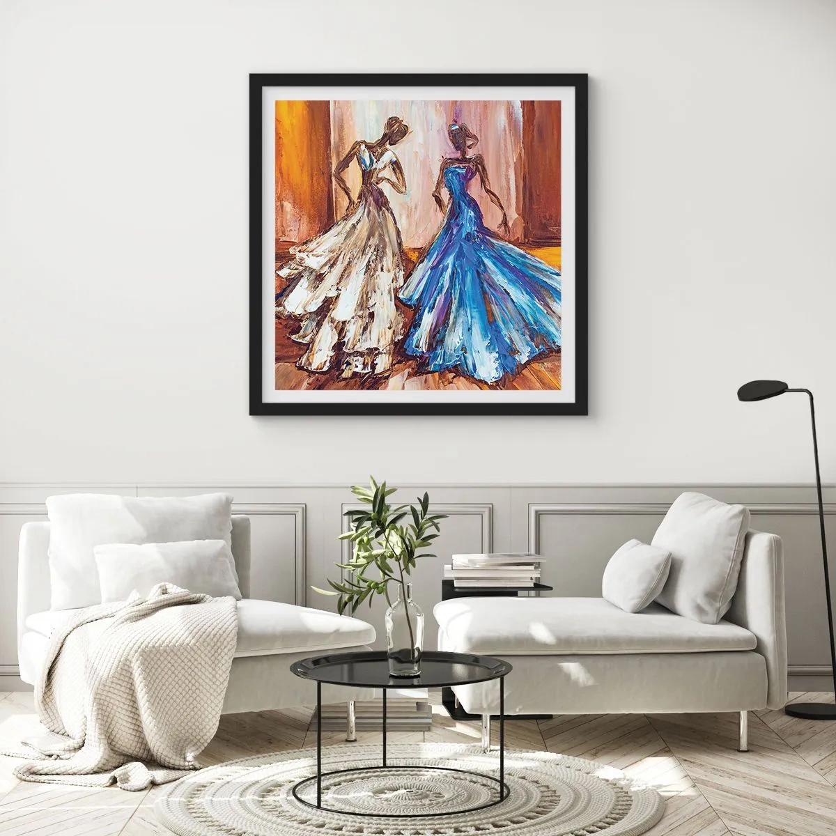 Plakat w czarnej ramie - Wdzięczny duet - 40x40 cm