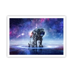 Plakat - Astronauta w galaktycznym krajobrazie - 100x70cm - Niebo gwiaździste nade mną - Nowoczesna dekoracja ścienna do salonu i sypialni ARTTOR
