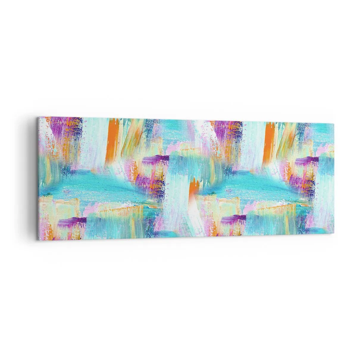 Obraz na płótnie - Kolorowa abstrakcja z dynamicznymi pociągnięciami pędzla - 140x50cm - Pogodny mazaniec-przekładaniec - Nowoczesna dekoracja ścienna do salonu i sypialni ARTTOR