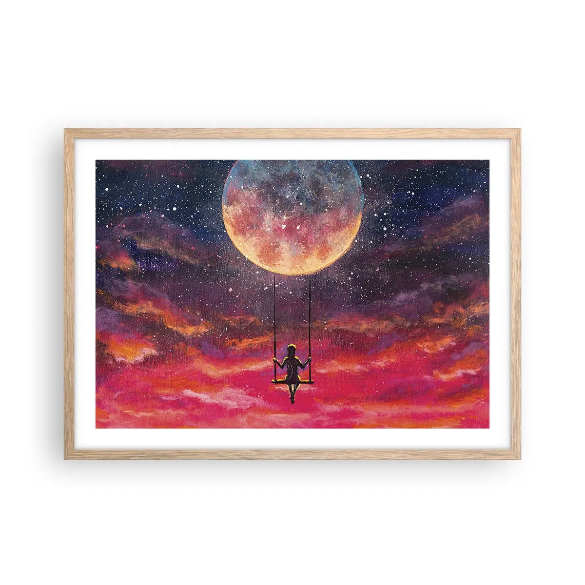 Plakat w ramie jasny dąb - Bujać w obłokach - 70x50 cm
