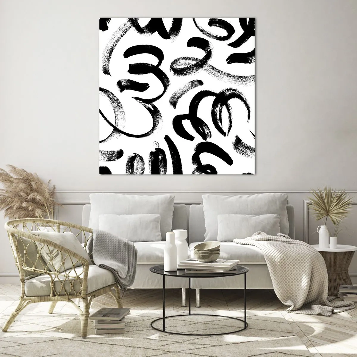 Obraz na szkle - Czarno na białym - 70x70 cm