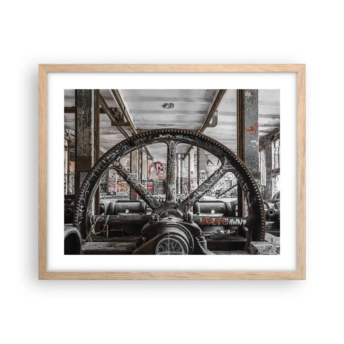 Plakat w ramie jasny dąb - Sekretne życie fabryki - 50x40 cm