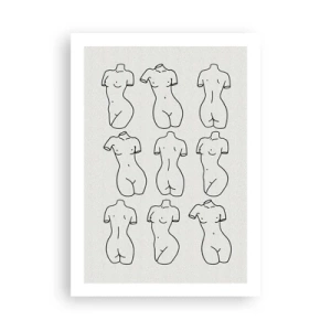 Plakat - Minimalistyczna ilustracja kobiecych sylwetek w czarnych konturach - 50x70cm - Tylko Wenus - Nowoczesna dekoracja ścienna do salonu, kuchni i sypialni ARTTOR