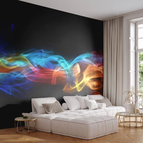 Fototapeta Samoprzylepna Deluxe Sticker - Tęczowy taniec mgieł - Abstrakcja, Grafika, Kolorowe Płomienie - 200x140 cm