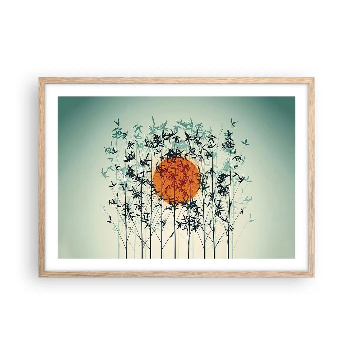 Plakat w ramie jasny dąb - Japońskie słońce - 70x50 cm