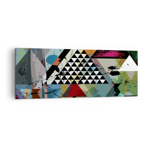Obraz na płótnie - Abstrakcyjna kompozycja geometrycznych kształtów i barw - 140x50cm - Jakie to proste - Nowoczesna dekoracja ścienna do salonu i sypialni ARTTOR