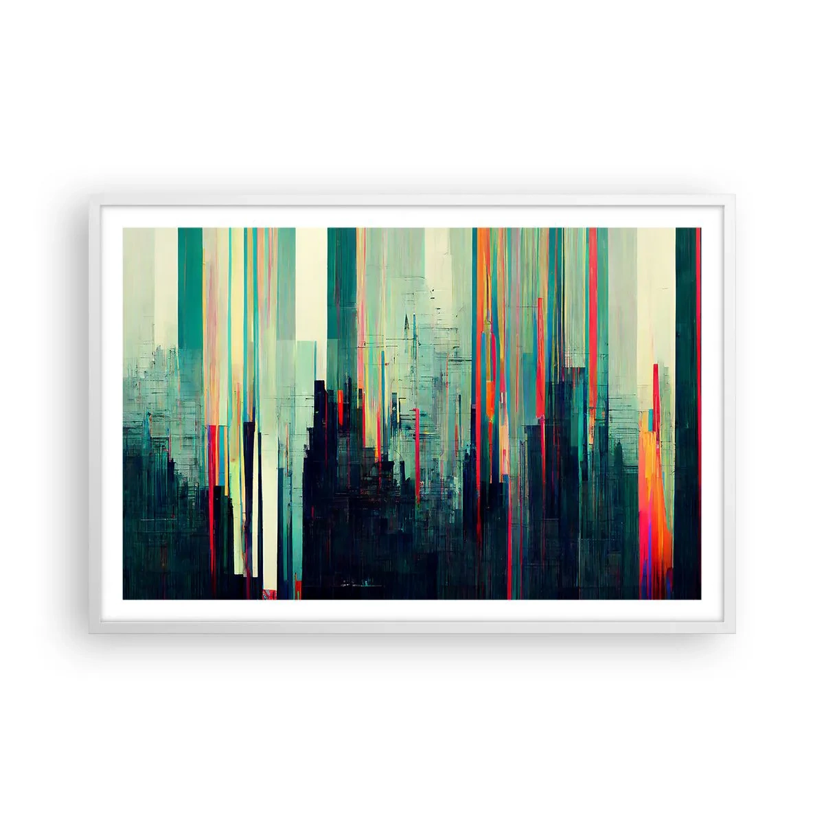 Plakat w białej ramie - Futurystyczne miasto - 91x61 cm