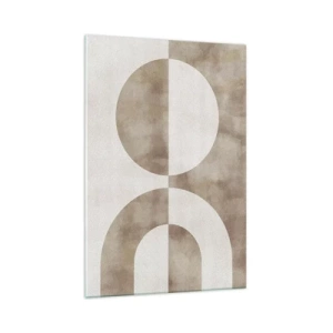 Obraz na szkle - Abstrakcyjny obraz w odcieniach beżu z geometrycznymi kształtami i symetrią - 70x100cm - Podobieństwa i różnice - Nowoczesna dekoracja ścienna do salonu i sypialni ARTTOR