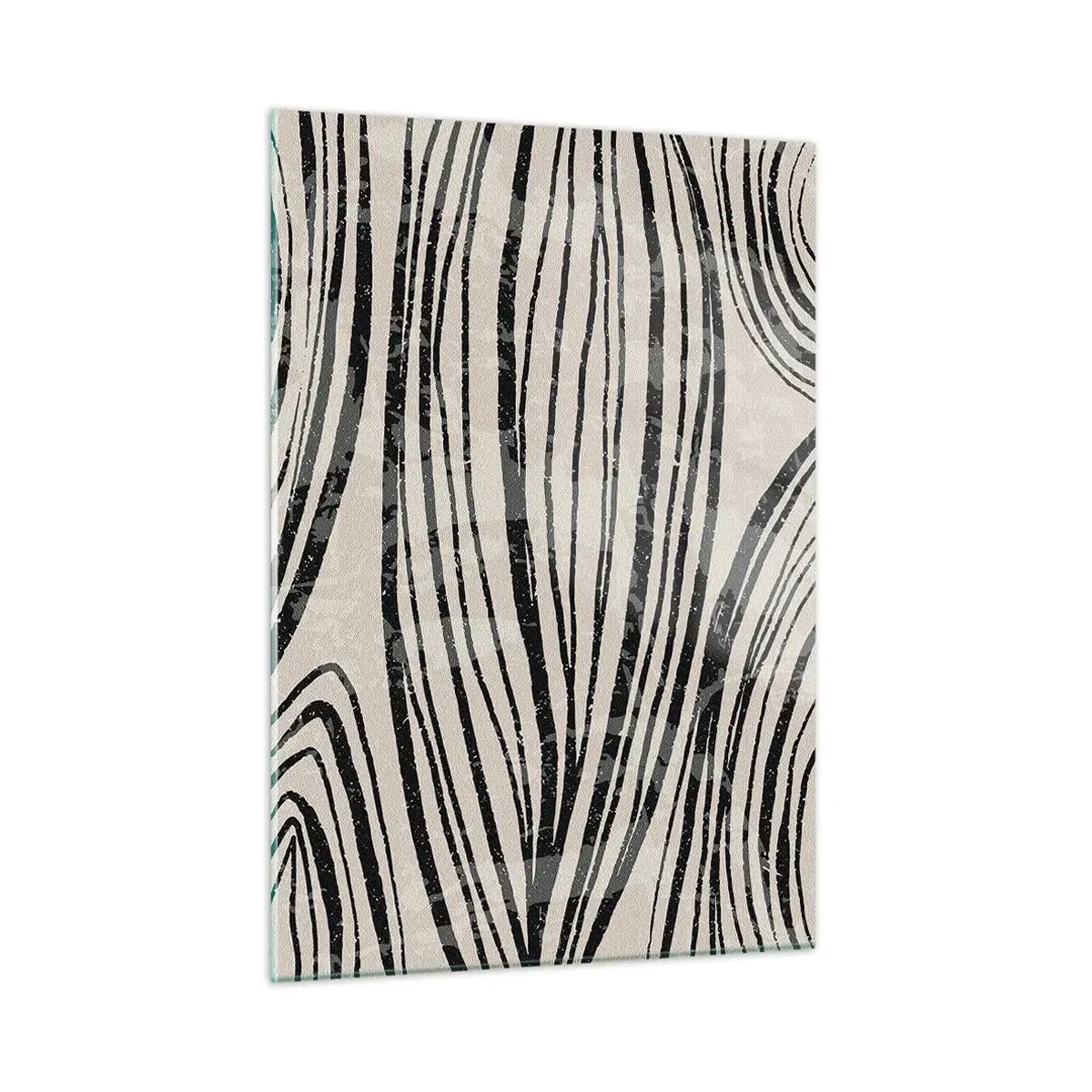 Obraz na szkle - Fale czarnych linii na jasnym tle - 50x70cm - Rozlewisko linii - Nowoczesna dekoracja ścienna do salonu, kuchni i sypialni ARTTOR