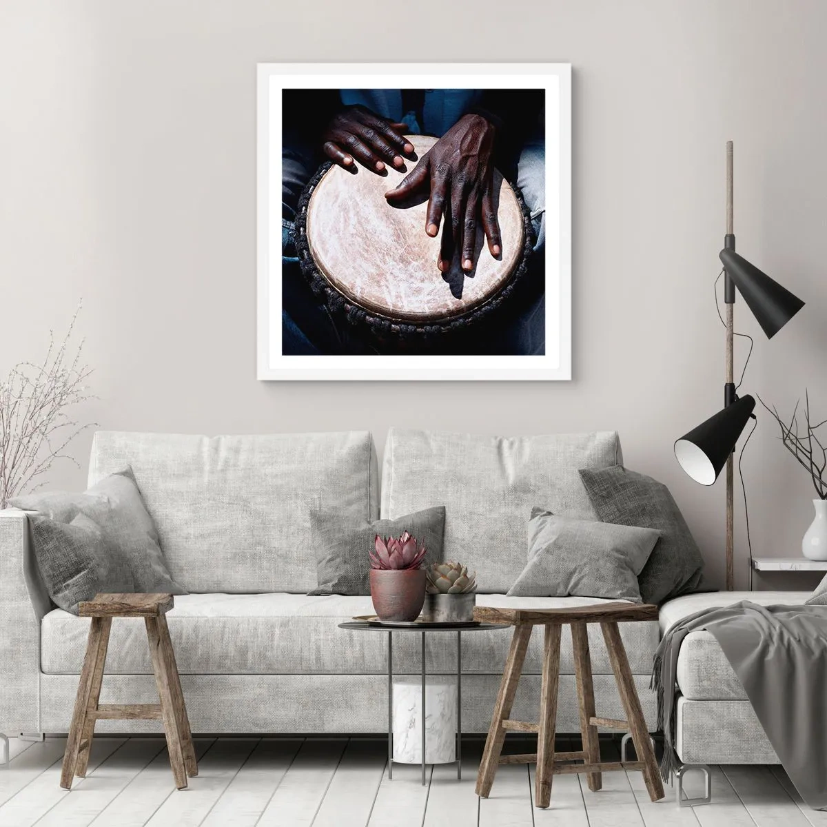 Plakat w białej ramie - Żyj w swoim rytmie - 30x30 cm