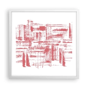 Plakat w białej ramie - Czerwone miasto - 50x50 cm