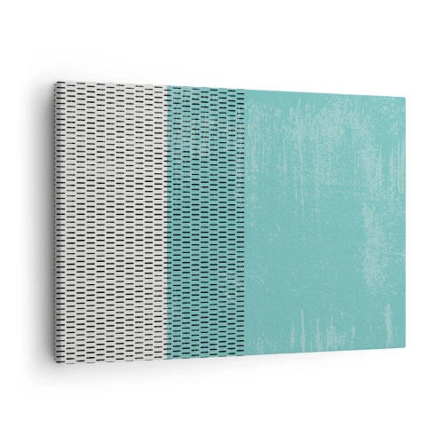 Obraz na płótnie - Geometryczna kompozycja z turkusem i liniami - 70x50cm - Kompozycja zrównoważona - Nowoczesna dekoracja ścienna do salonu i sypialni ARTTOR