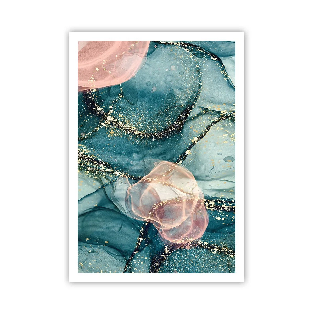 Plakat - Jedwabny błękit, tiulowy róż - 70x100 cm