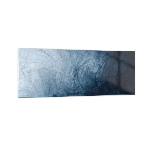 Obraz na szkle - Abstrakcyjna kompozycja w odcieniach błękitu i granatu - 140x50cm - W głąb sięgnąć - Nowoczesna dekoracja ścienna do salonu i sypialni ARTTOR