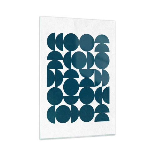 Obraz na szkle - Geometryczne kształty w odcieniach granatu na białym tle - 80x120cm - Koła i półkola - Nowoczesna dekoracja ścienna do salonu i sypialni ARTTOR