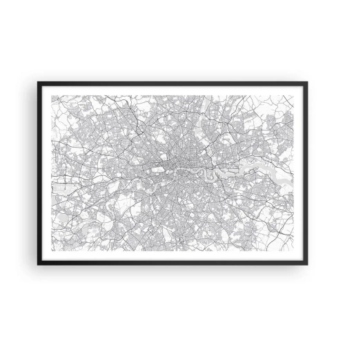 Plakat w czarnej ramie - Mapa londyńskiego labiryntu - 91x61 cm