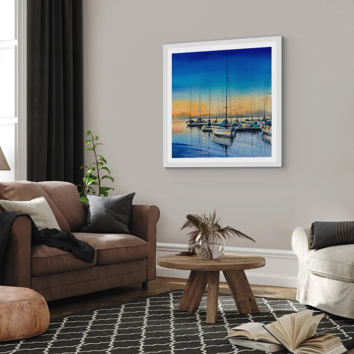 Plakat w białej ramie - Koniec dobrego dnia - 40x40 cm