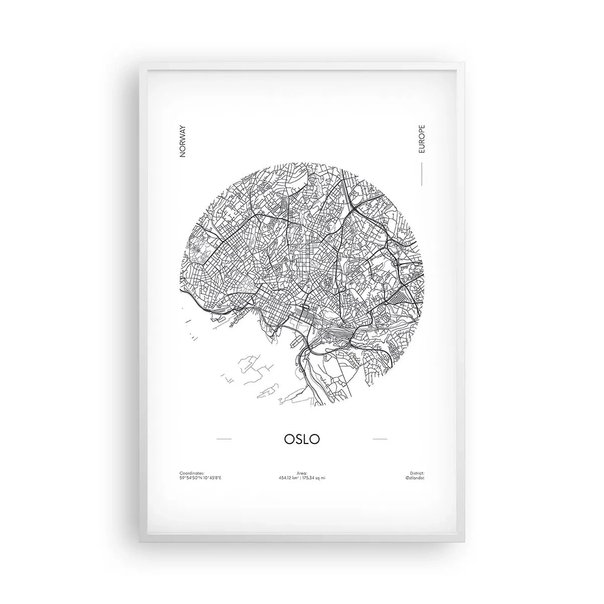 Plakat w białej ramie - Anatomia Oslo - 61x91 cm