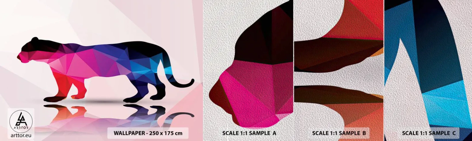 Fototapeta Próbka Premium Sand - Dimentowa pantera - Zwierzęta, Pantera, Figura Geometryczna - 100x30 cm