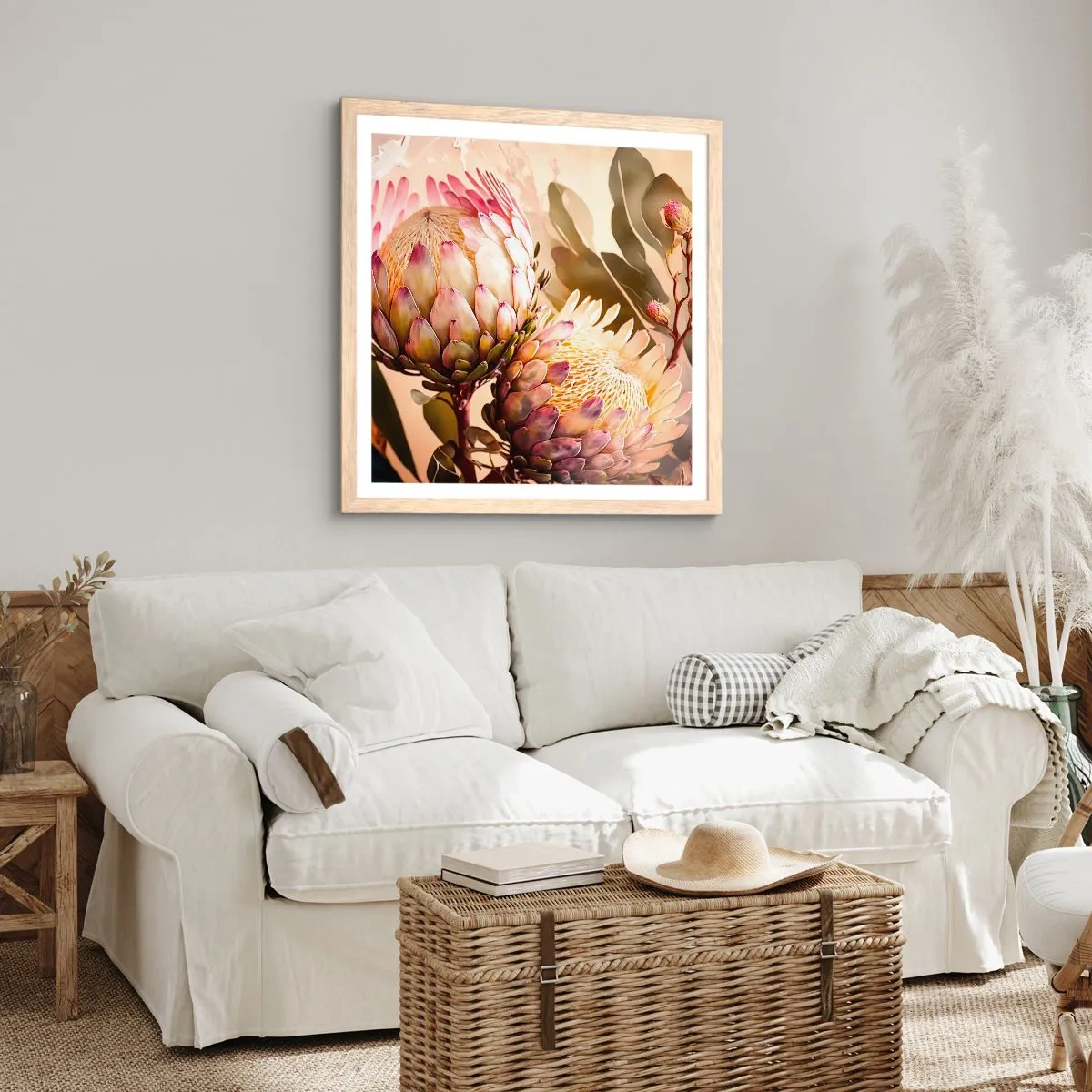 Plakat w ramie jasny dąb - Czule objęte - 60x60 cm