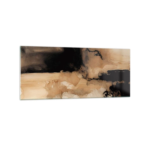Obraz na szkle - Abstrakcyjna kompozycja w odcieniach brązu i czerni - 120x50cm - Abstrakcja intrygująca - Nowoczesna dekoracja ścienna do salonu i sypialni ARTTOR