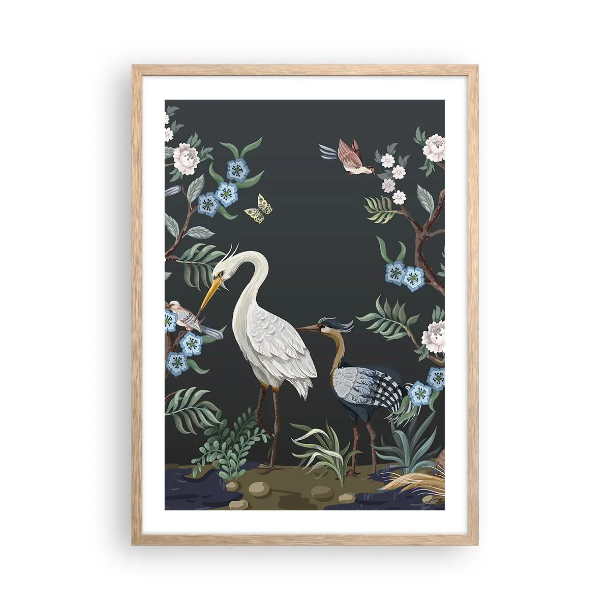 Plakat w ramie jasny dąb - Ptasia parada - 50x70 cm