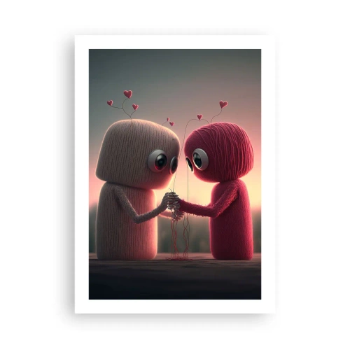 Plakat - Urocze postacie z włóczki trzymające się za ręce - 50x70cm - Każdemu wolno kochać - Nowoczesna dekoracja ścienna do salonu, kuchni i sypialni ARTTOR