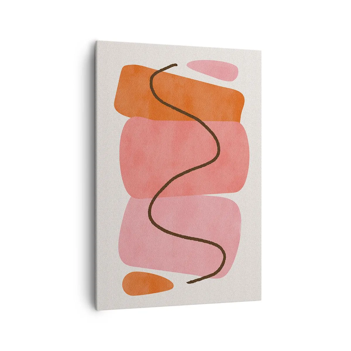 Obraz na płótnie - Abstrakcyjne kształty w różowych i pomarańczowych odcieniach - 70x100cm - łagodny ruch form - Nowoczesna dekoracja ścienna do salonu i sypialni ARTTOR