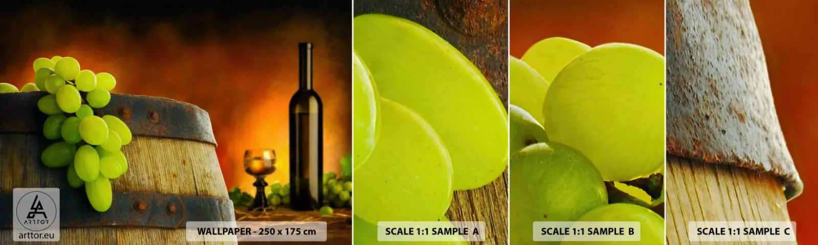 Fototapeta Próbka Standard Eco - Martwa natura z butelką wina i kiścią winogron - Winogrono, Wino , Beczka Wina - 100x30 cm