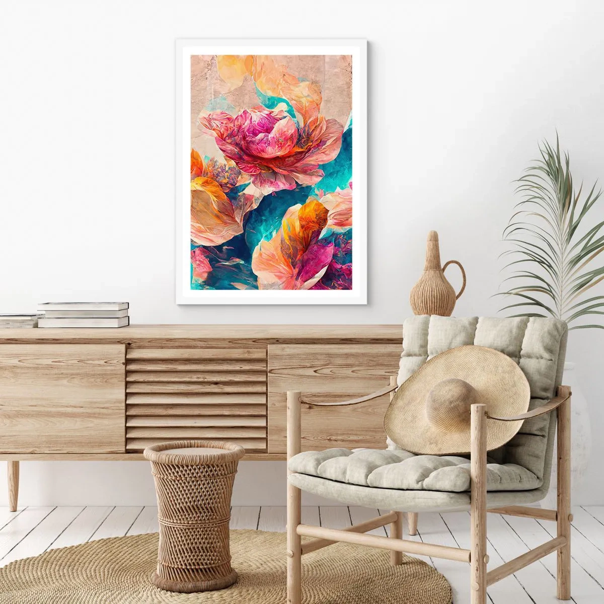 Plakat w białej ramie - Barwny przepych bukietu - 30x40 cm