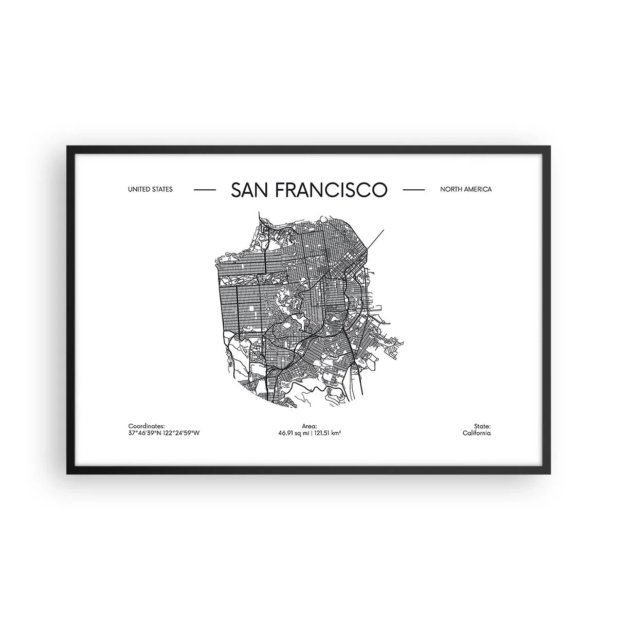 Plakat w czarnej ramie - Anatomia San Francisco - 91x61 cm