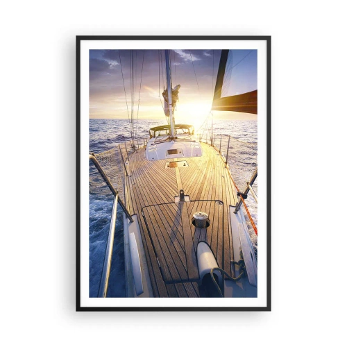 Plakat w czarnej ramie - Biegnąca po falach - 70x100 cm