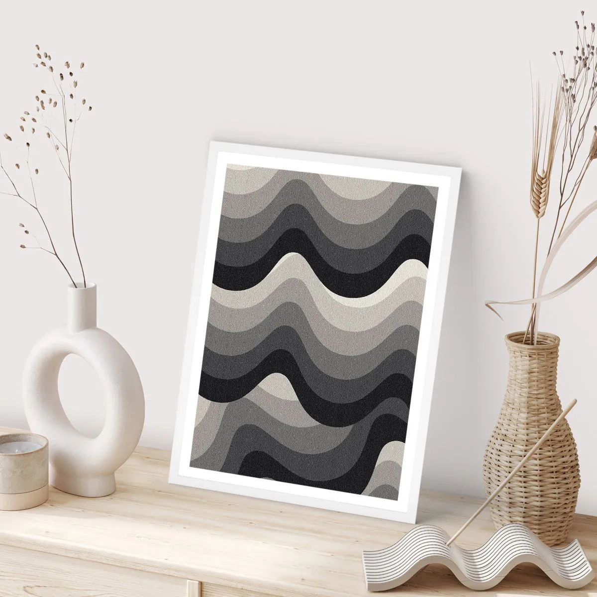 Plakat w białej ramie - Fala za falą - 30x40 cm