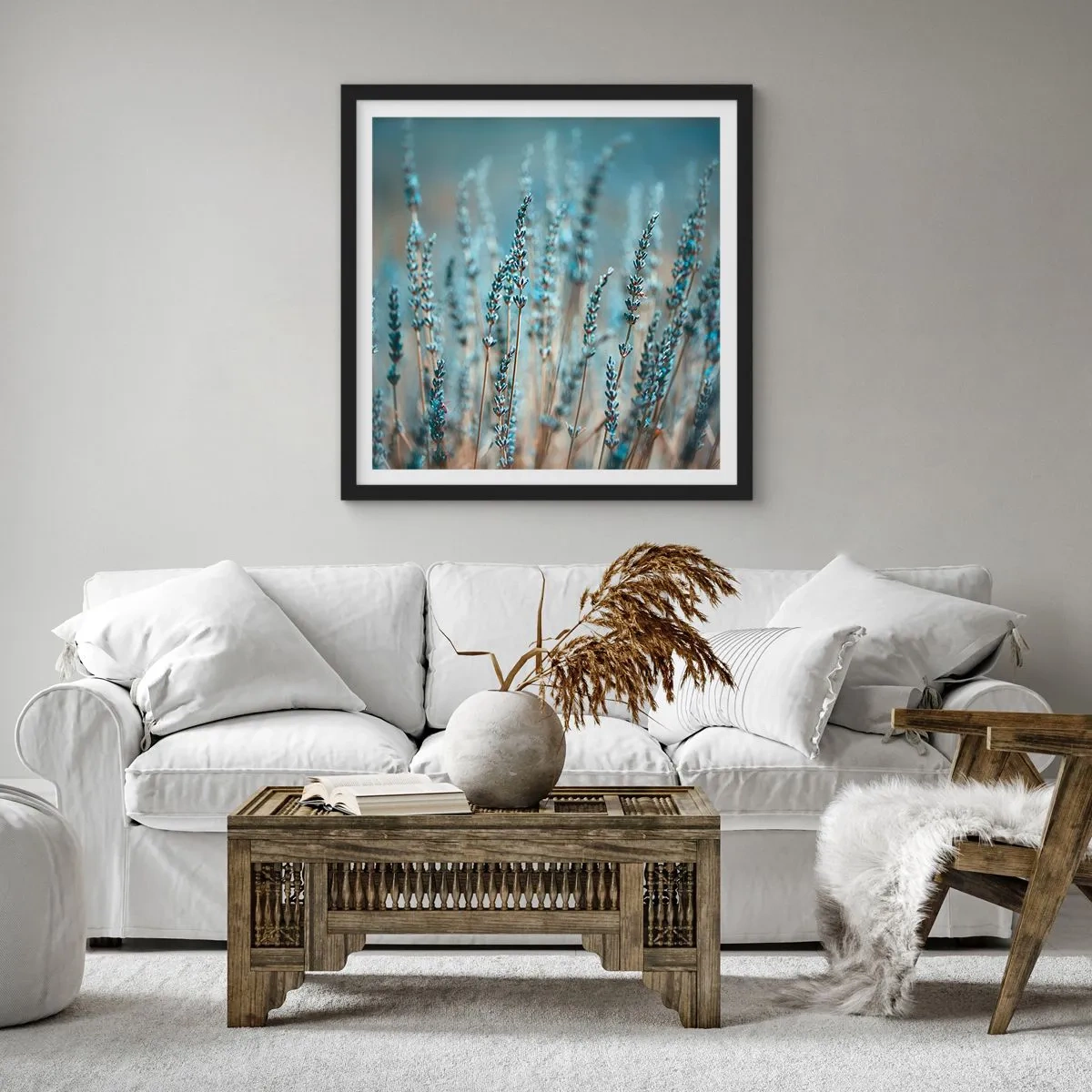 Plakat w czarnej ramie - Pachnący łan - 30x30 cm