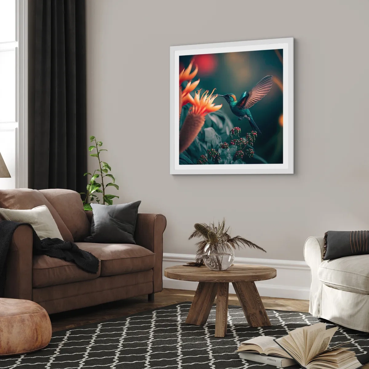 Plakat w białej ramie - naprawdę barwne życie - 50x50 cm