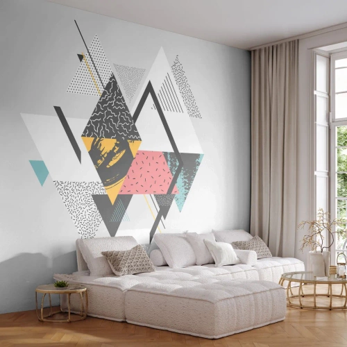 Fototapeta Premium Canvas - Geometryczne wzory na jasnym tle - 100x70cm - Wariacja na trójkąt i romb - Nowoczesna dekoracja ścienna do salonu i sypialni ARTTOR