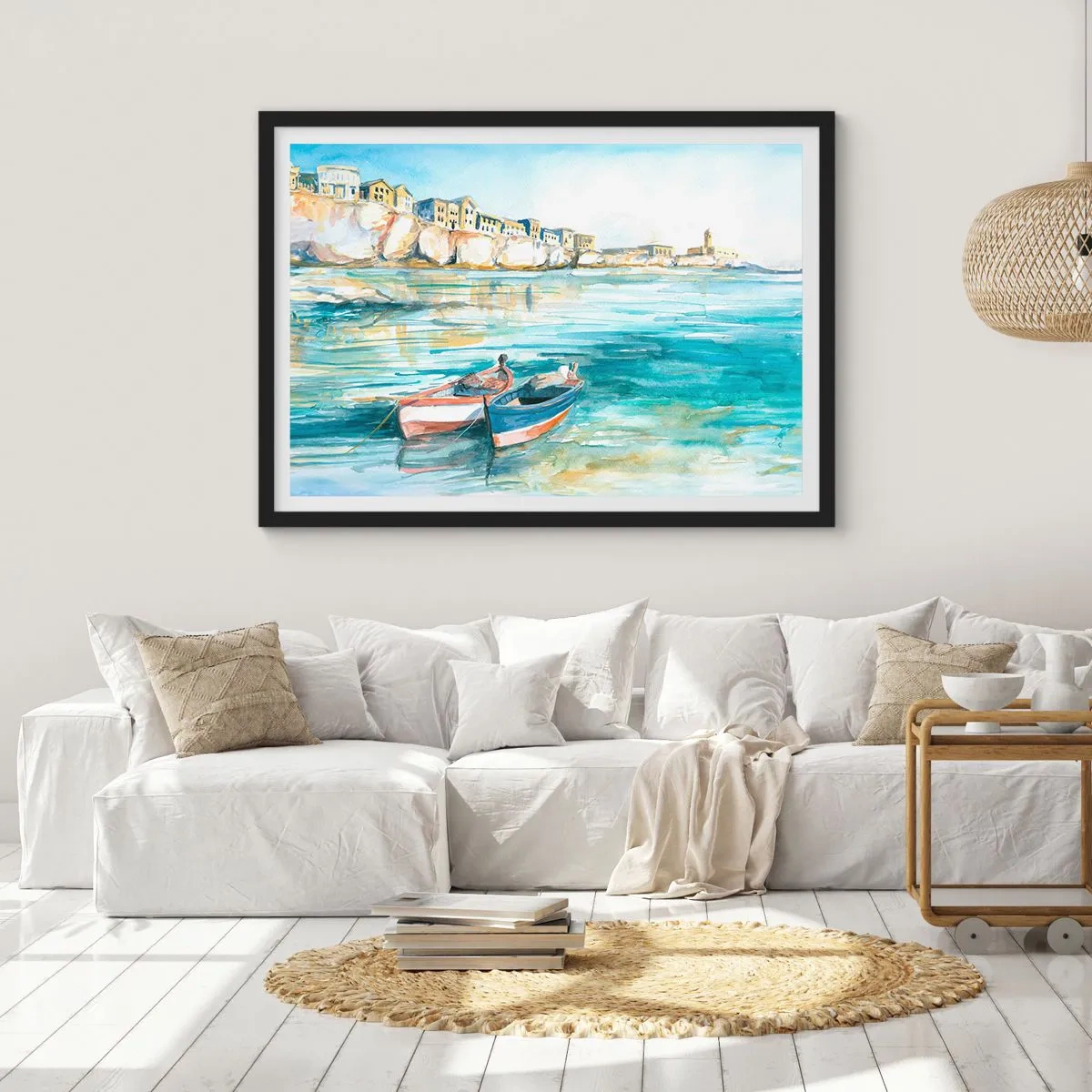 Plakat w czarnej ramie - Pejzaż w lazurze - 50x40 cm