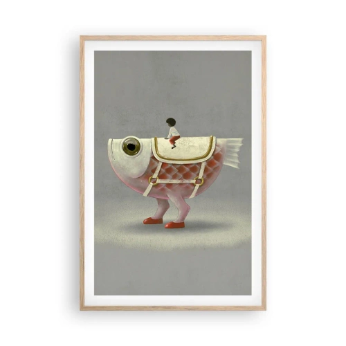 Plakat w ramie jasny dąb - Ryboński jeździec - 61x91 cm