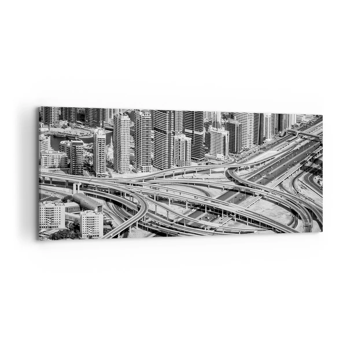Obraz na płótnie - Widok na Dubaj z perspektywy lotu ptaka - 120x50cm - Dubaj – miasto niemożliwe - Nowoczesna dekoracja ścienna do salonu i sypialni ARTTOR