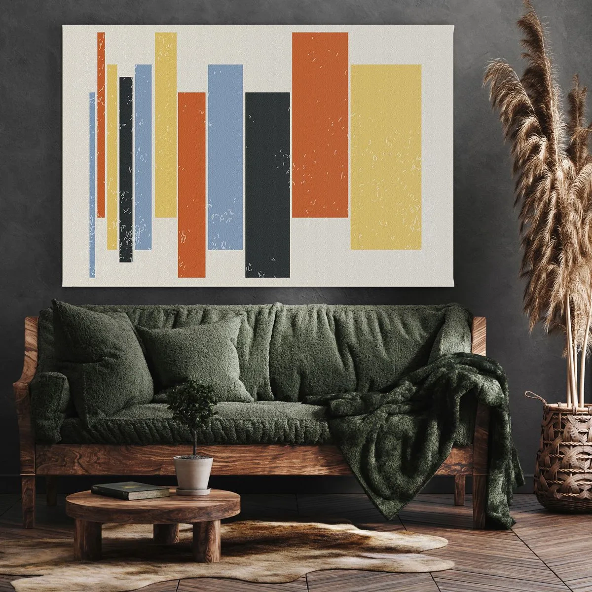 Obraz na płótnie - Kolorowe prostokąty w nowoczesnym układzie - 70x50cm - Zapis muzyki - Nowoczesna dekoracja ścienna do salonu i sypialni ARTTOR