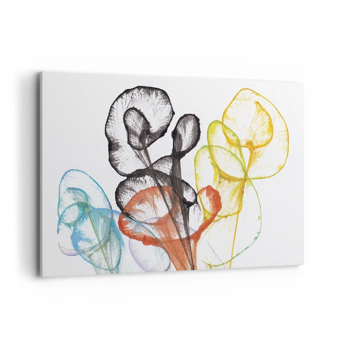Obraz na płótnie - Kolorowe przezroczyste kwiaty na białym tle - 120x80cm - Kwiaty z duszą - Nowoczesna dekoracja ścienna do salonu, kuchni i sypialni ARTTOR